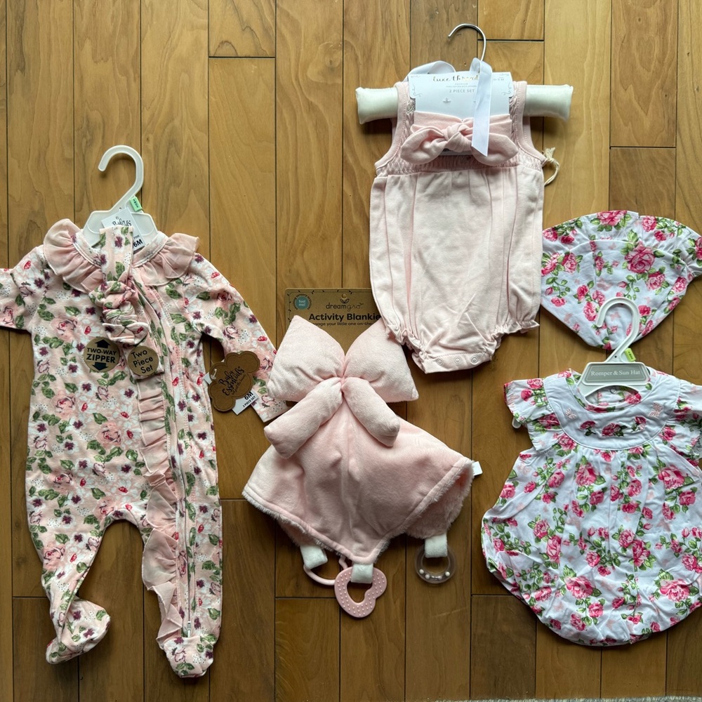 Baby Essentials Pink Floral Clothing Set